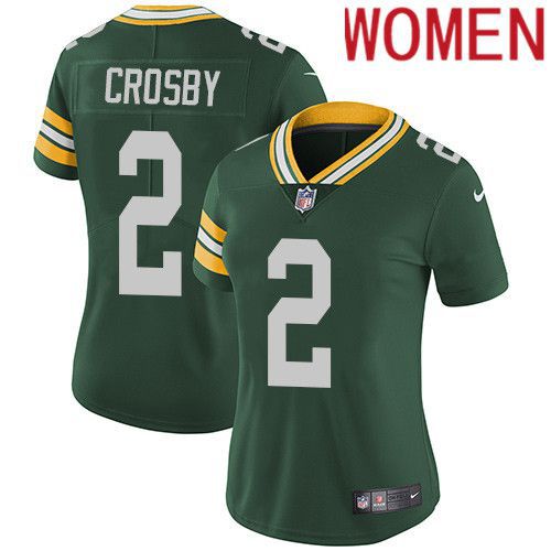Women Green Bay Packers 2 Mason Crosby Green Nike Vapor Limited NFL Jersey